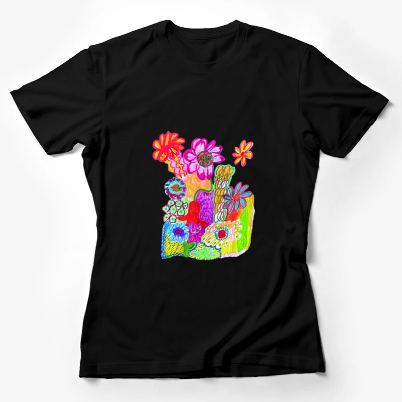 Bunte Blumenkollage Damen T-Shirt