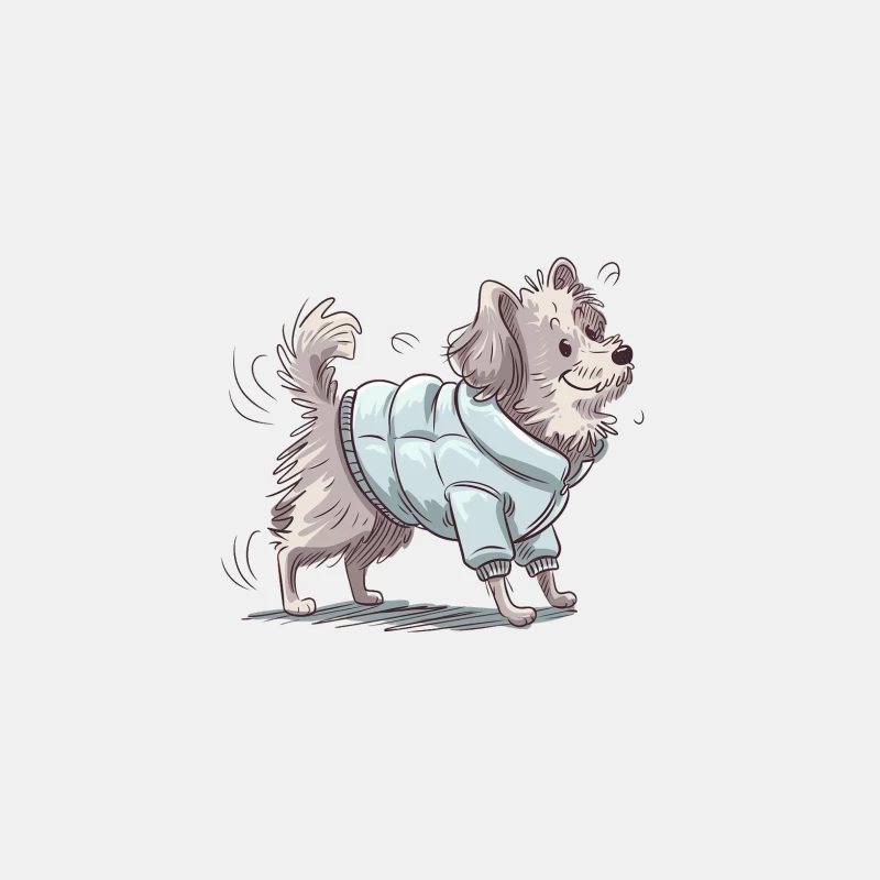 Cute Cartoon Dog Shaking in Light Blue Sweater Male Tank Top