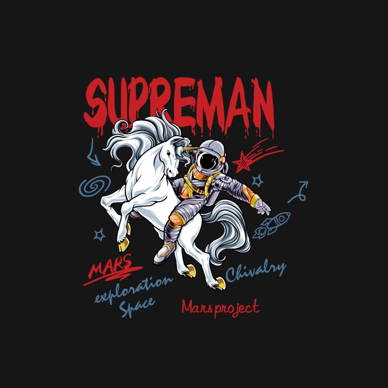 Ritterlicher Astronaut auf weißen Pferd im Weltraum Herren T-Shirt