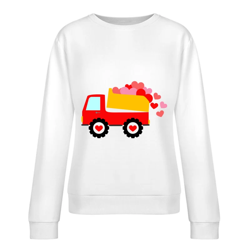 Camion déchargeant des cœurs colorés Femme Sweat-shirt à enfiler