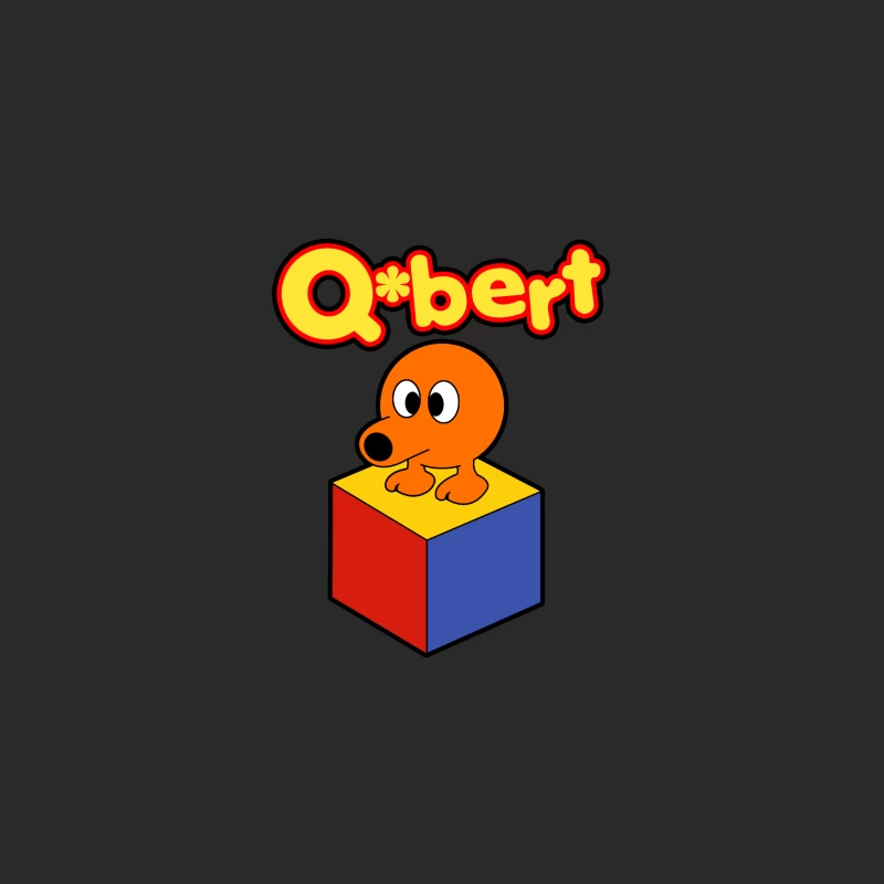 Q*bert: Iconic Retro Video Game Character on Colorful Cube Baseball Cap
