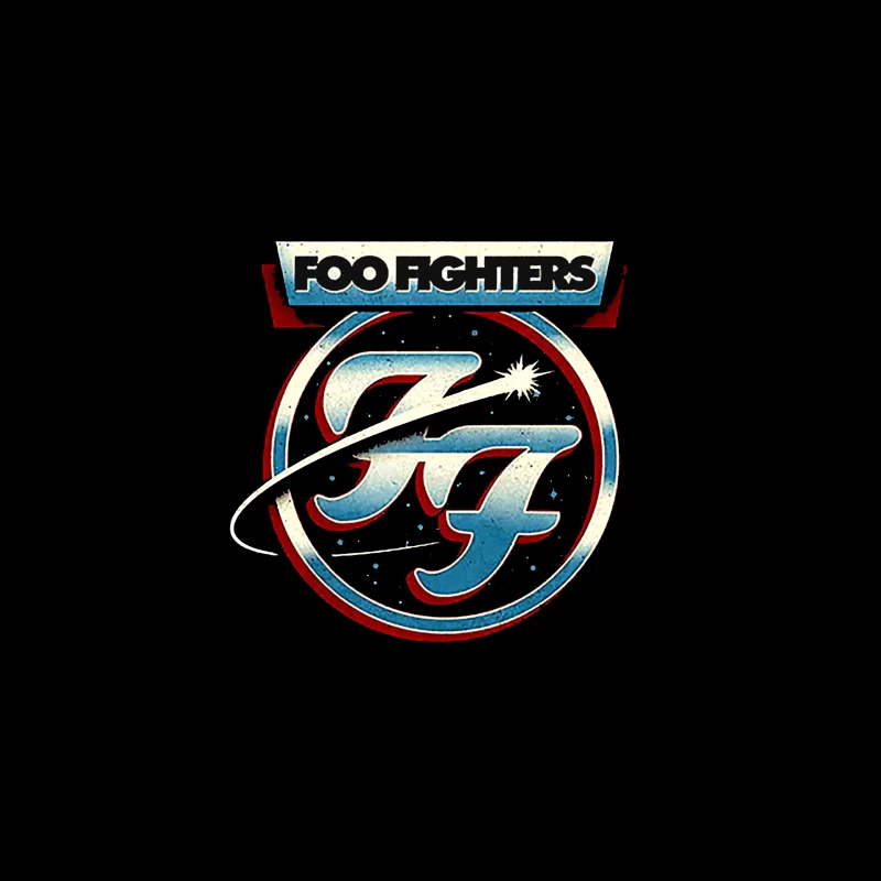 Foo Fighters Classic Circular Band Logo in Red and Blue Desk Mat