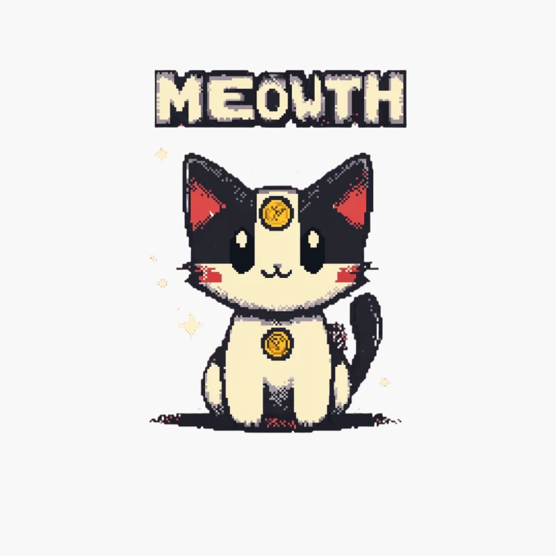 Pixel Art Meowth: Cute Pokemon Character in Retro Gaming Style Cotton Tote Bag