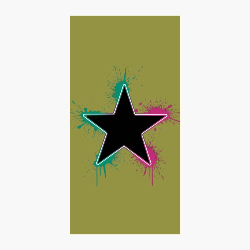 Neon Graffiti Star with Green and Pink Splash iPhone Case