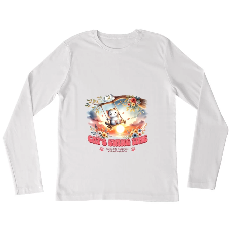 Temps de balançoire avec un chat espiègle Femme Manches Longues T-Shirt