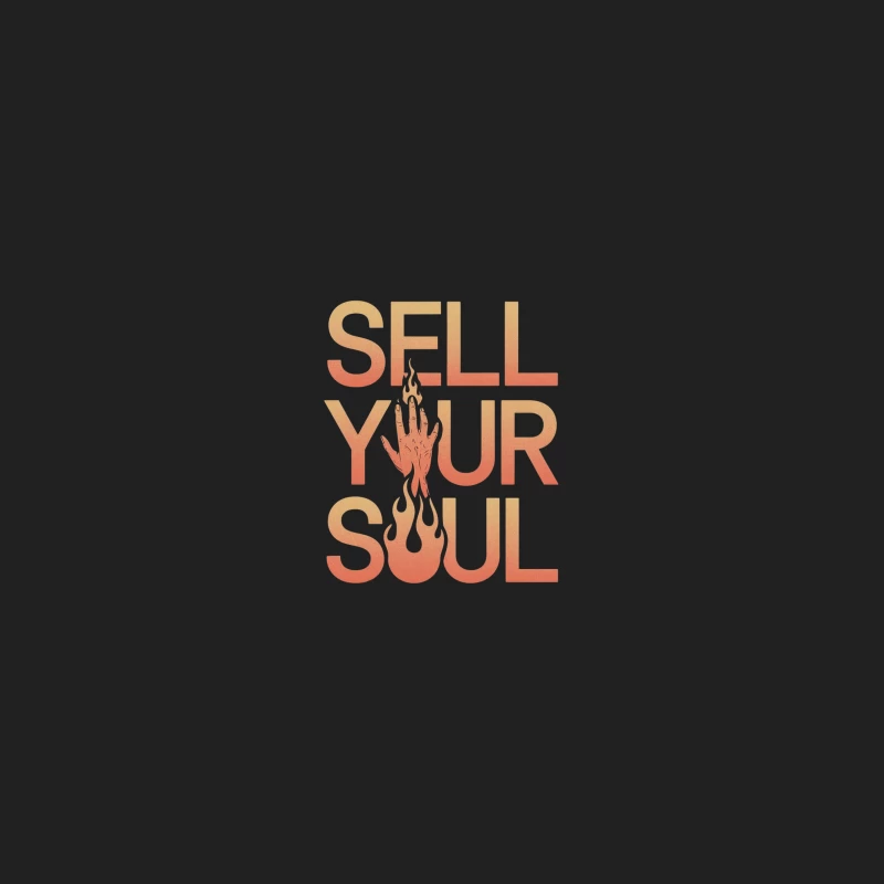 Retro Typography: Sell Your Soul with Flaming Hand Illustration Bucket Hat