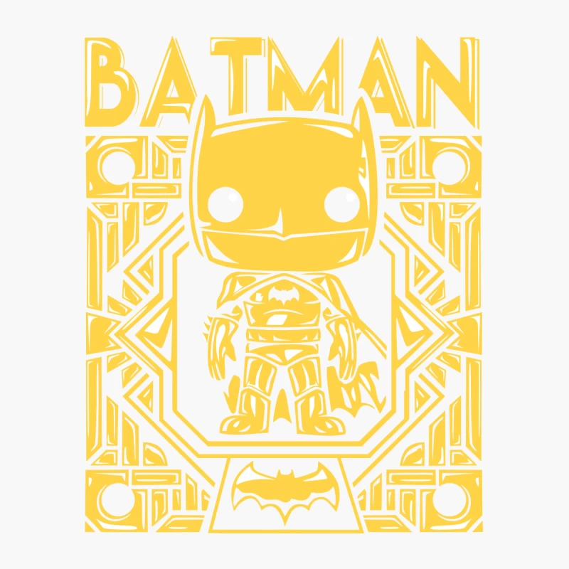 Funko Pop Batman Character Design in Yellow Cotton Tote Bag