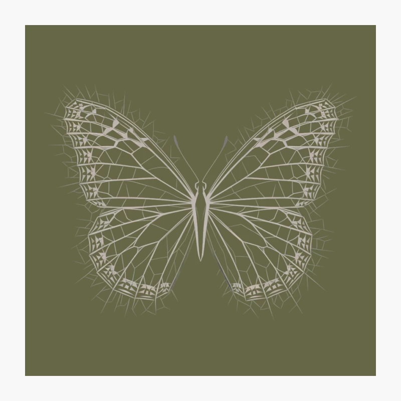 Delicate Monochrome Butterfly Sketch Illustration Pin