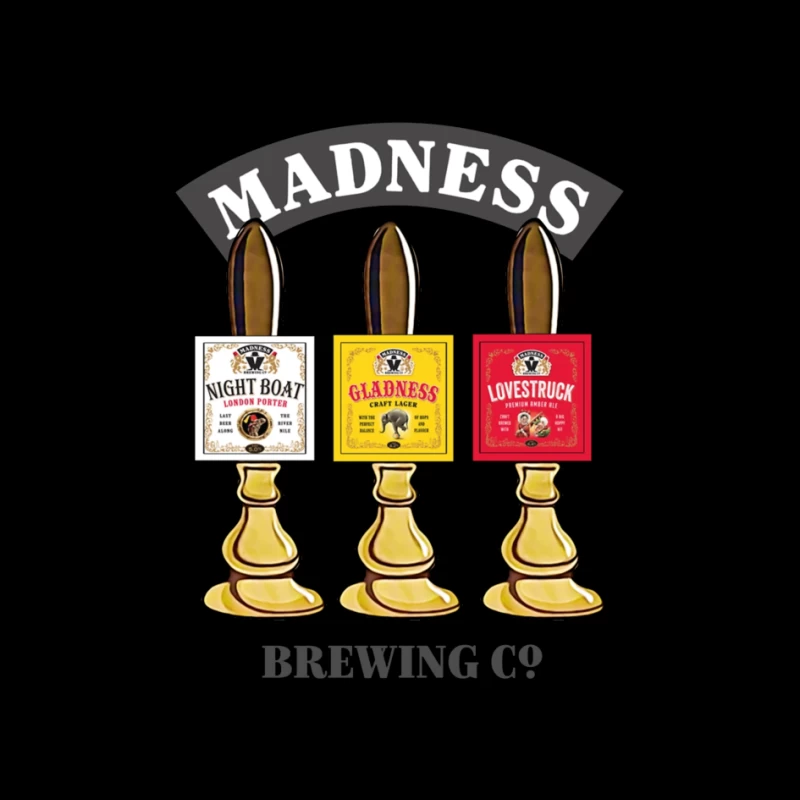 Madness Brewing Company Beer Tap Handles with Classic Labels Pin