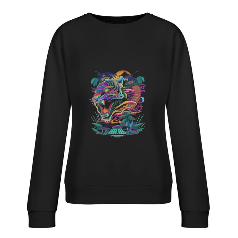 Tropischer Tigerkunst Damen Pullover Sweatshirt