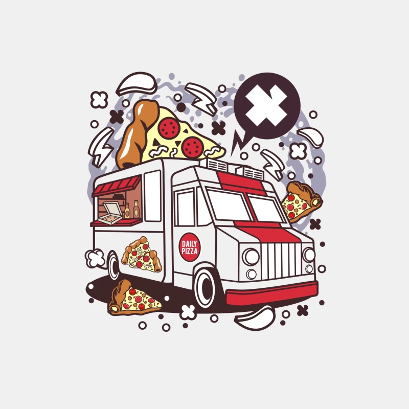 Camion de pizza illustré Homme Débardeur