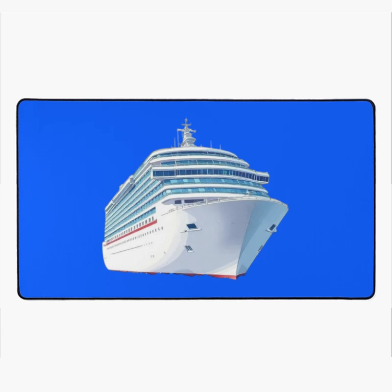 Modern Luxury Cruise Ship in White and Blue Design Desk Mat