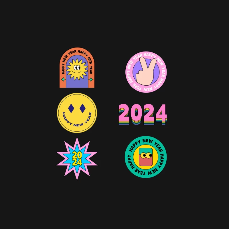 Fröhliches Neujahr 2024 Sticker Design Herren Langarm T-Shirt