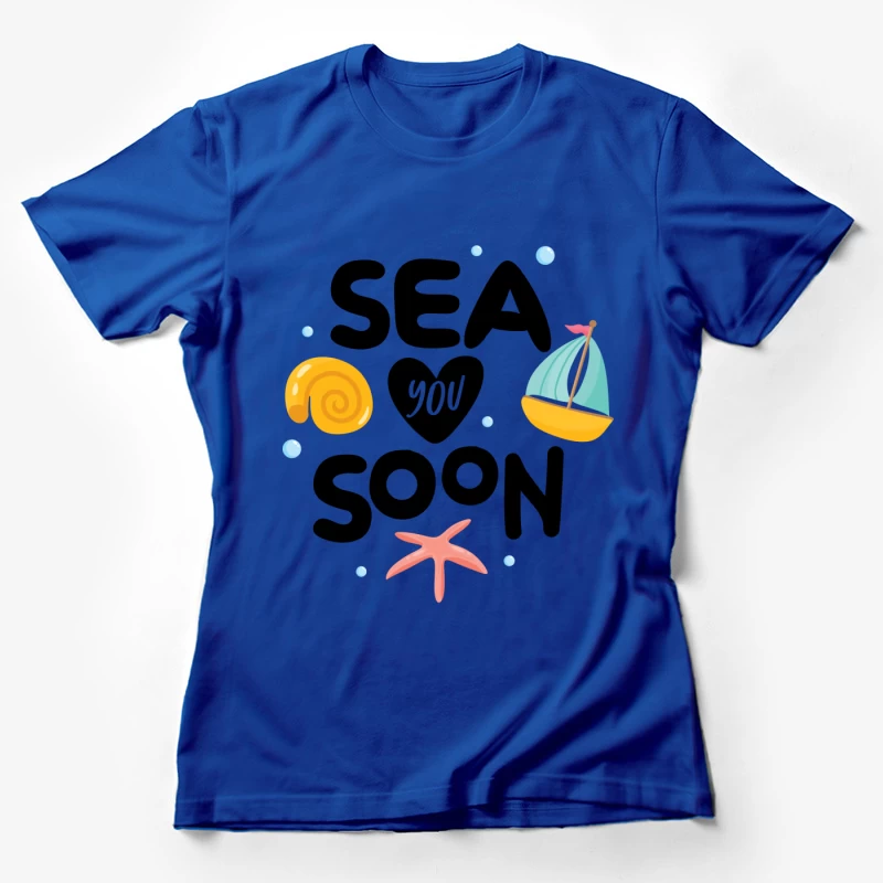 Invitation à la mer avec coquillages et voilier Femme T-Shirt