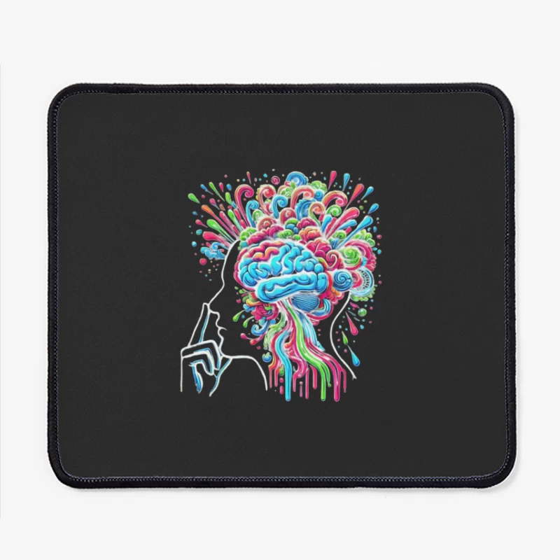 Psychedelic Brain Explosion in Vibrant Colors Mouse Pad