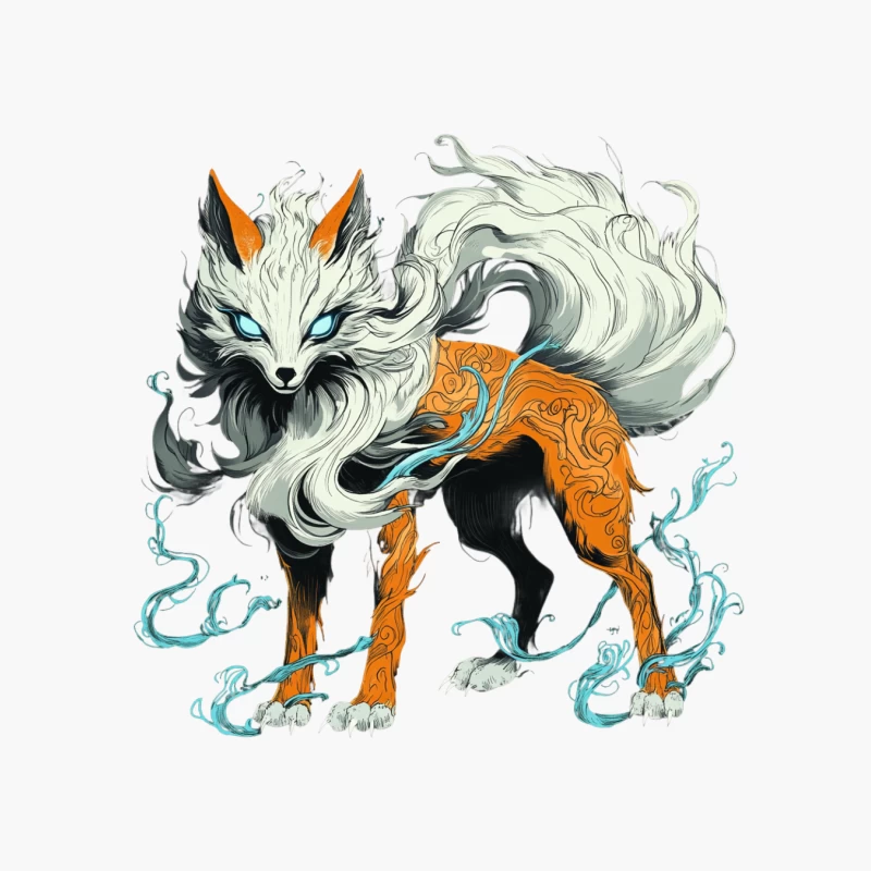 Mystical Fox with Flowing Fur and Ornate Design Cotton Tote Bag