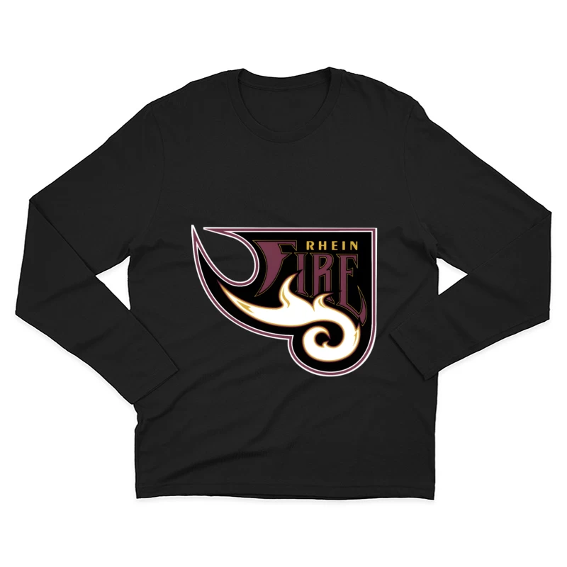 Rhein Fire Professional Football Team Logo with Stylized Flame Design Male Long Sleeve T-Shirt