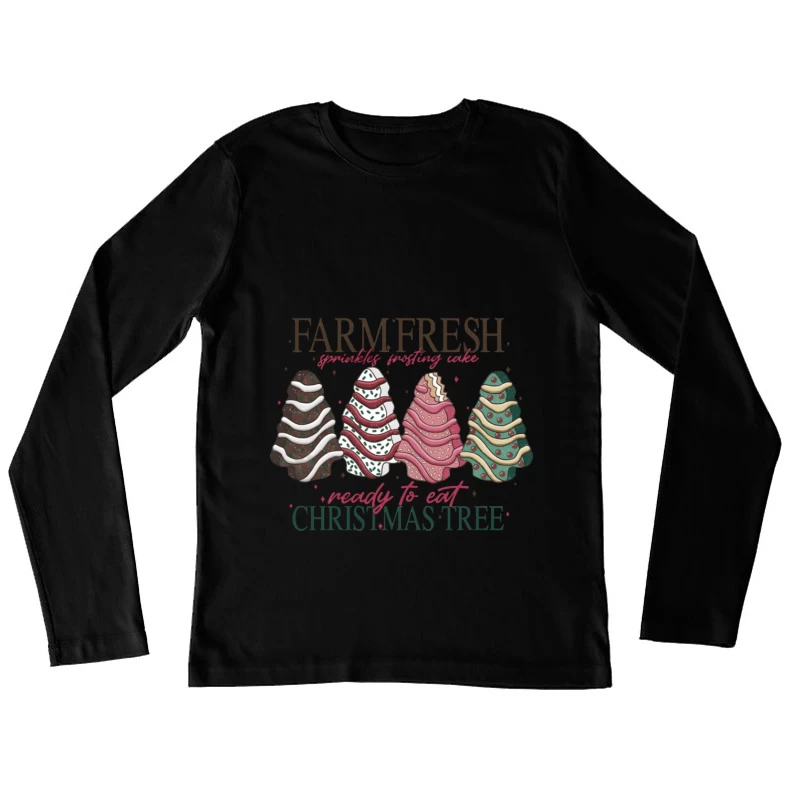 Farmfrische Weihnachtsbäume mit Streuseln Damen Langarm T-Shirt