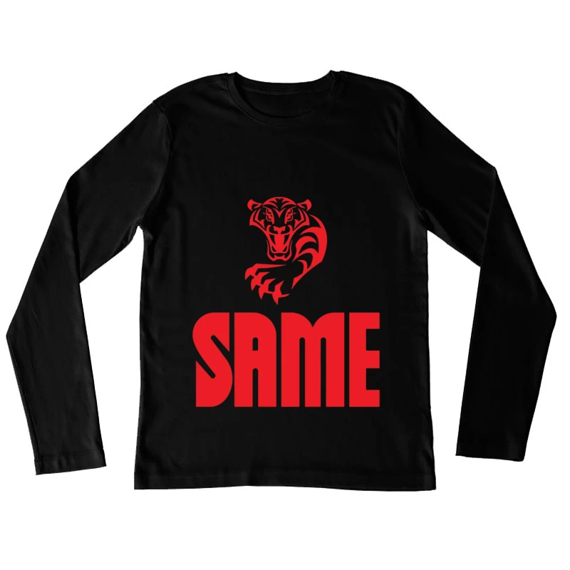 Red Tiger Sports Logo with SAME Text Female Long Sleeve T-Shirt