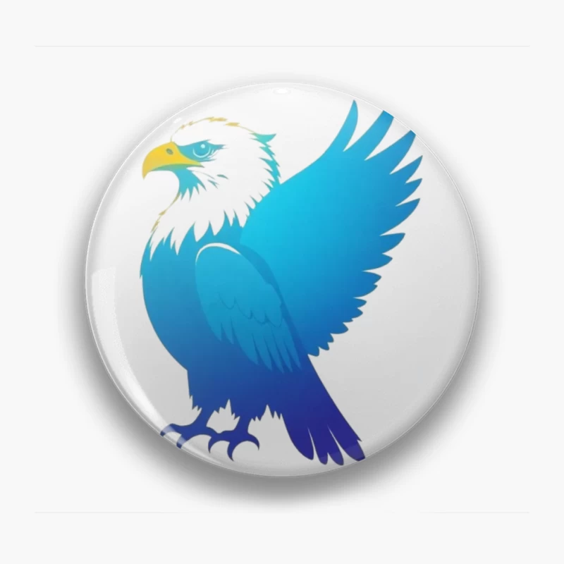 Majestic Blue Gradient Eagle Illustration Pin