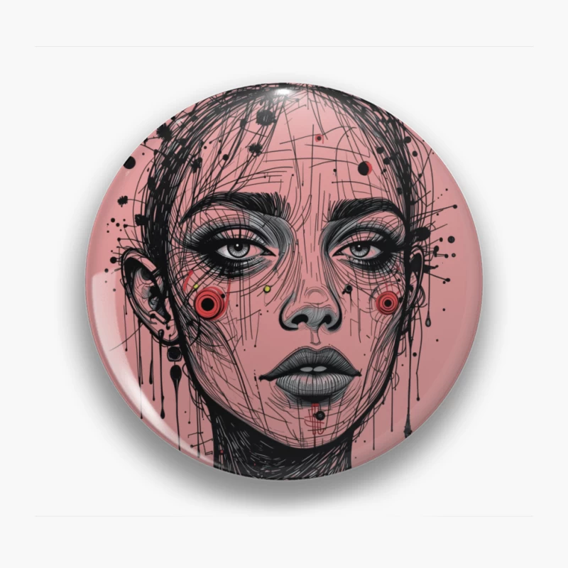 Futuristic Abstract Portrait Illustration Pin