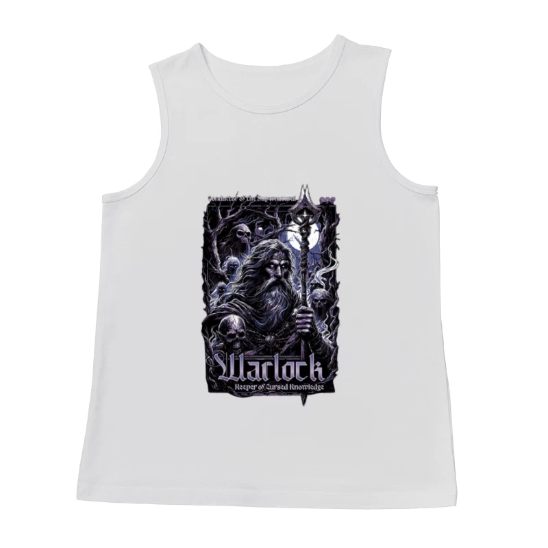 Dark Wizard with Staff Among Skulls - Gothic Fantasy Art Male Tank Top