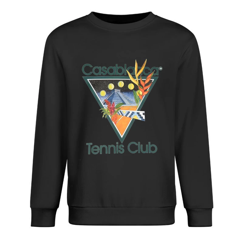 Casablanca Tennis Club Tropical Retro Logo with Mayan Motif Male Pullover Sweatshirt