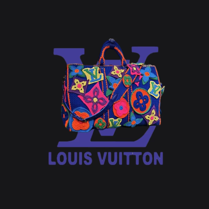 Bunter Louis Vuitton Tasche mit Blumenmuster Herren Pullover Hoodie