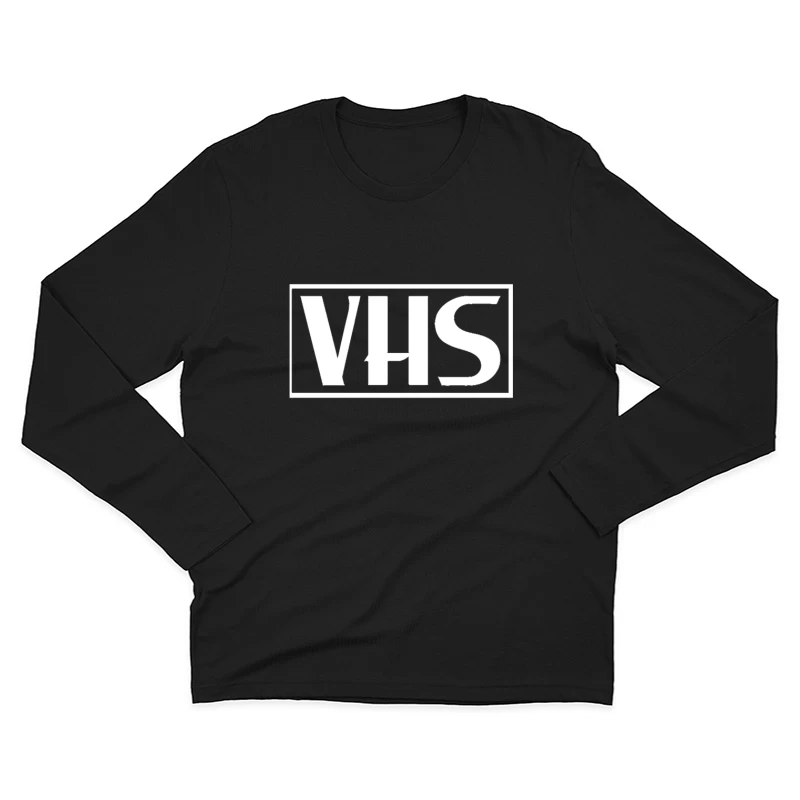 VHS Typography Outline Design Male Long Sleeve T-Shirt