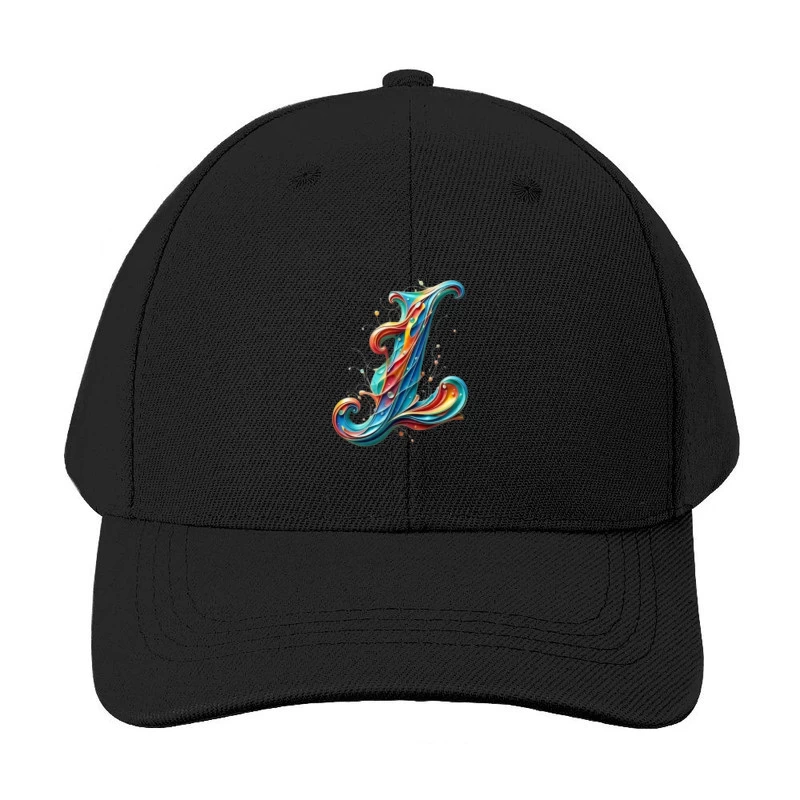 Ornate Quilling Typography: Colorful Letter L Design Baseball Cap