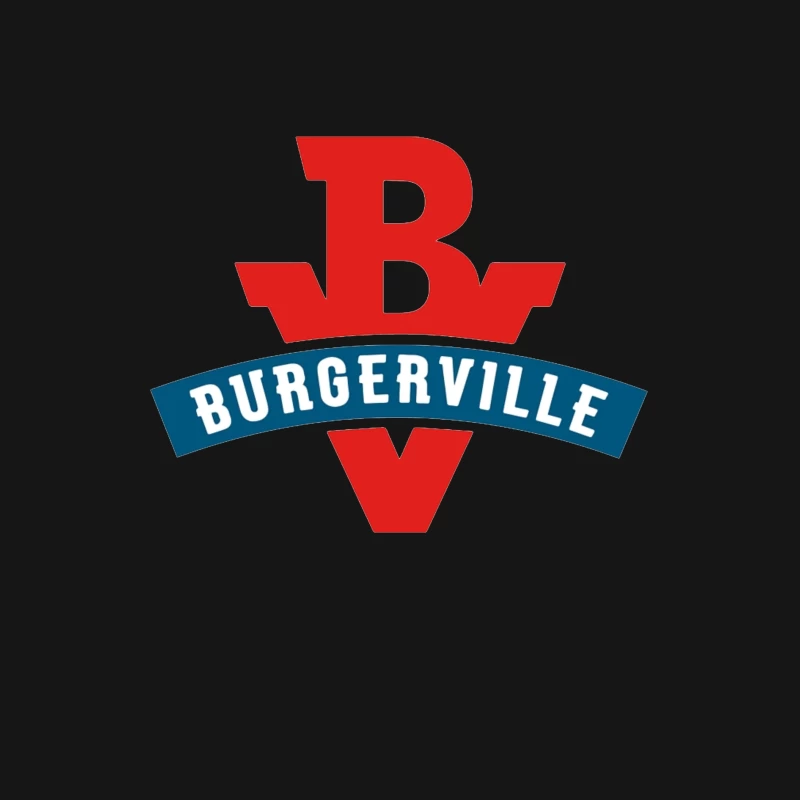 Burgerville Fast Food Restaurant Logo Design in Red and Blue Male Long Sleeve T-Shirt