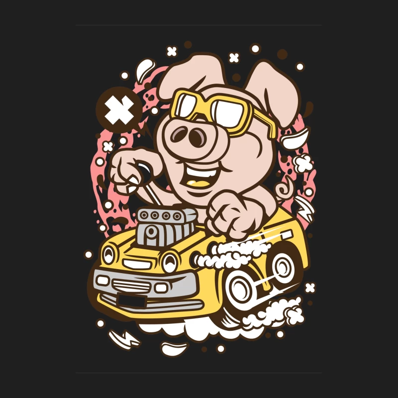 Cochon joyeux conduisant une voiture Homme Débardeur