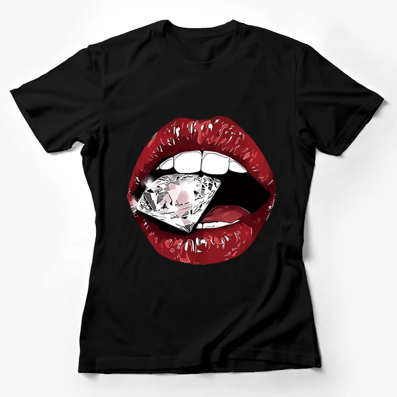 Rote Lippen mit Diamant Damen T-Shirt