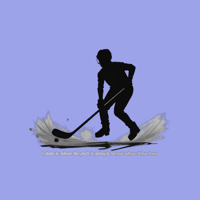 Dynamic Hockey Player Silhouette with Motivational Quote Tapestry