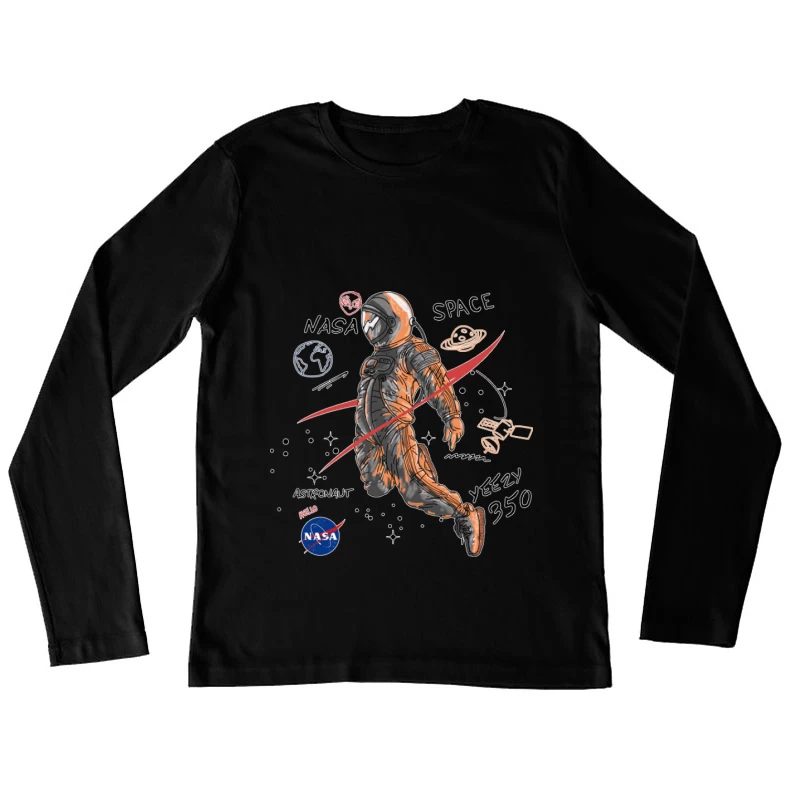 Astronaut mit Yeezy und NASA-Thema im Weltraum Damen Langarm T-Shirt
