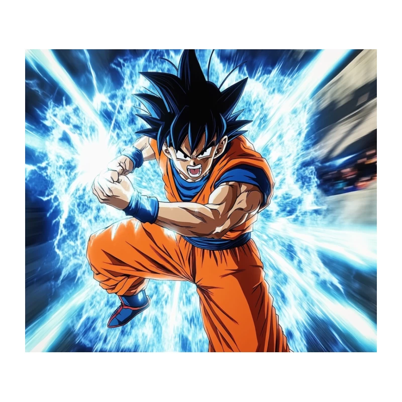 Dragon Ball Saiyan Powering Up with Intense Energy Aura Tapestry