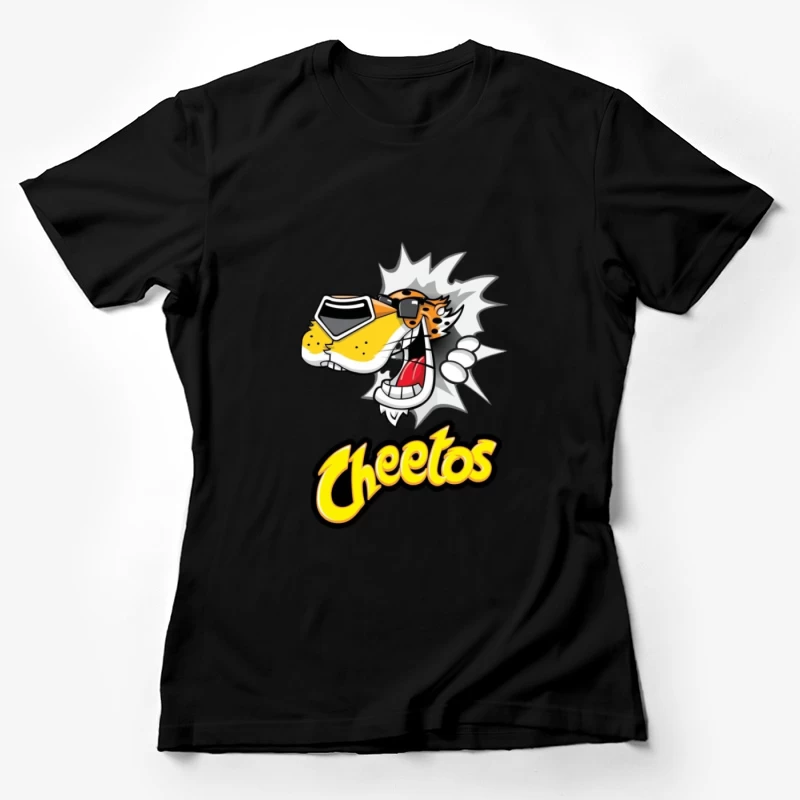 Cheetos-Logo mit lustigem Gepardenmaskottchen Damen T-Shirt
