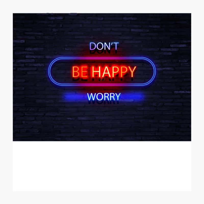 Don_t Be Happy Worry  Humorous Neon Slogan Design Pin