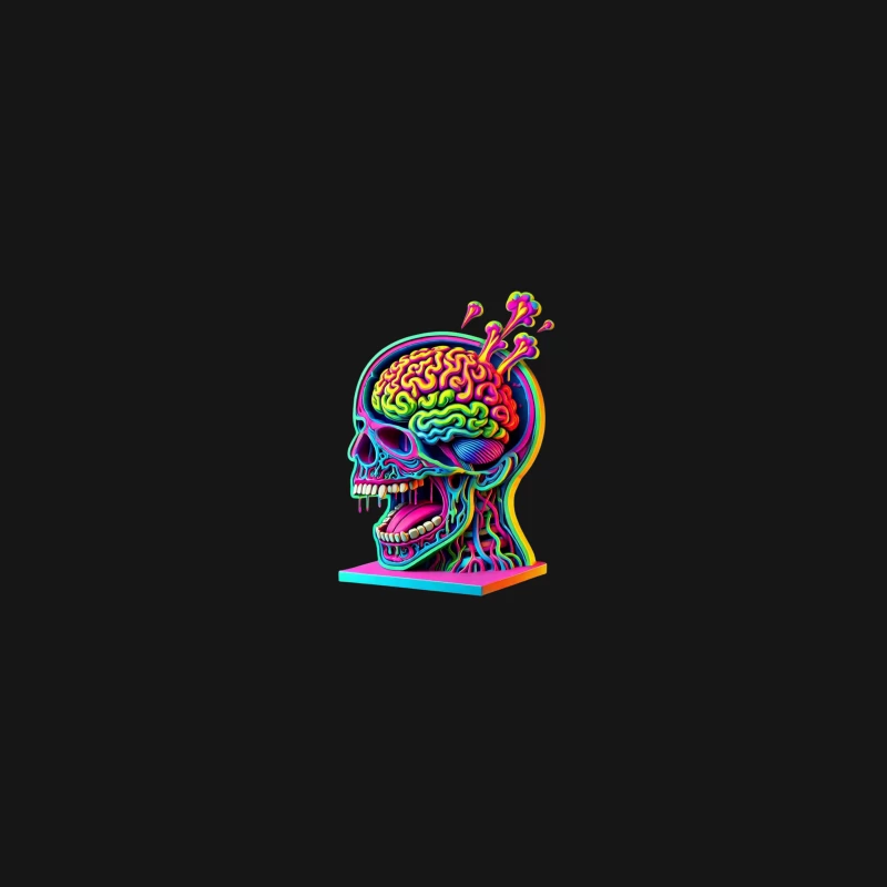 Psychedelic Anatomical Skull with Rainbow Brain Desk Mat