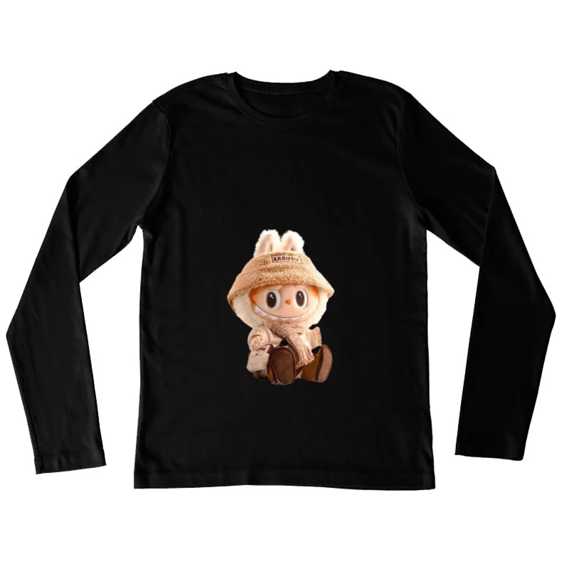 Niedliche Winter-Puppe mit Mütze Damen Langarm T-Shirt