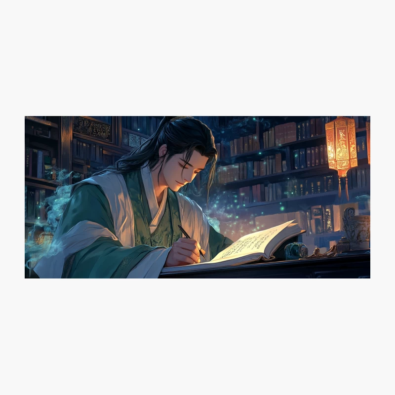 Scholar's Midnight Study in Ancient Fantasy Library Coffee Mug