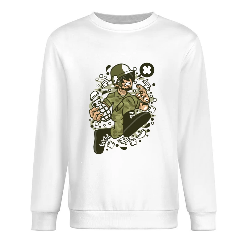 Soldat Cartoon Dynamique Homme Sweat-shirt à enfiler
