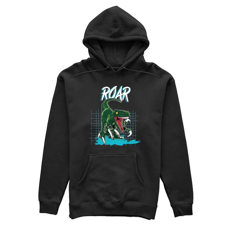 Velociraptor Roar: Neo-Retro Power Female Pullover Hoodie