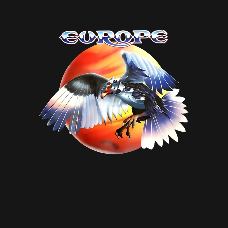 Europe Band Logo with Majestic Eagle Against Sunset Female T-Shirt