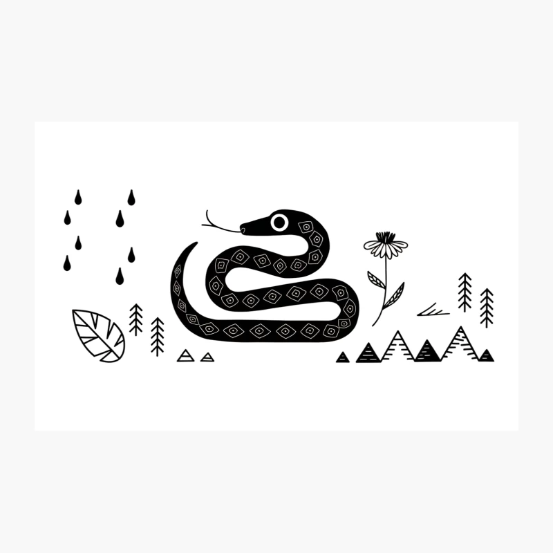 Minimalist Nature Scene: Snake in Rainy Forest Travel Mug