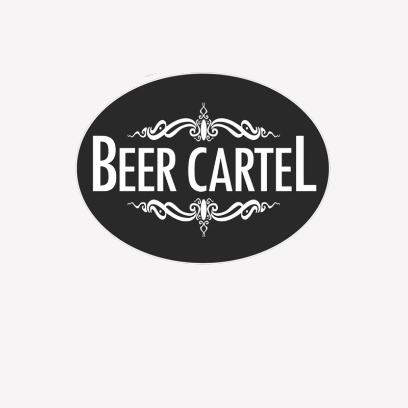 Elegant Black and White Beer Cartel Logo with Ornamental Frame Male T-Shirt