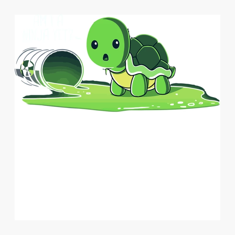 Cute Cartoon Turtle Surprised by Spilled Green Paint Pin