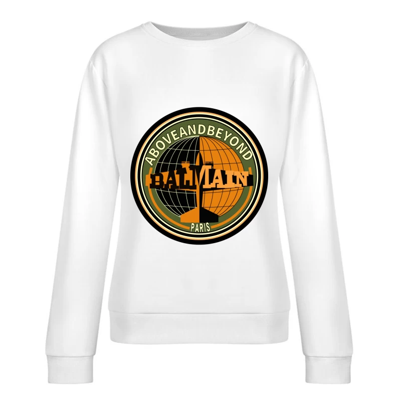 Balmain Emblem mit Flugzeug, Erde und Paris Damen Pullover Sweatshirt