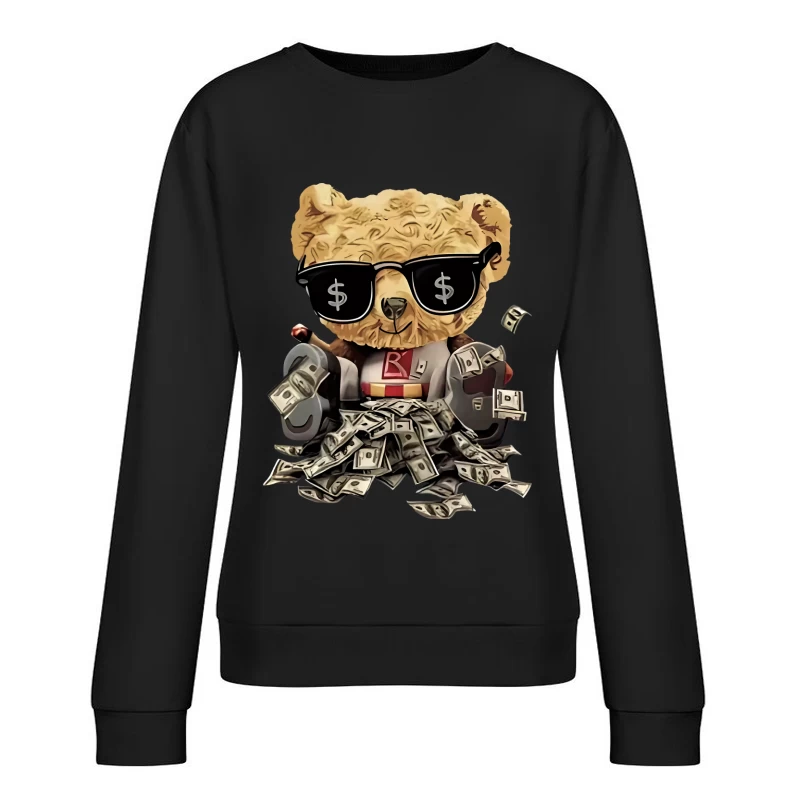 Cooler Teddybär mit Sonnenbrille und Geld Damen Pullover Sweatshirt