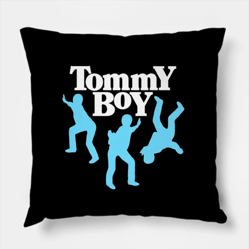 Tommy Boy Logo with Dancing Blue Silhouettes Throw Pillow